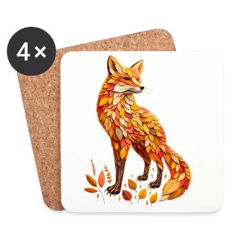 Ein Fuchs, gestaltet aus verschiedenen Blättern - Untersetzer (4er-Set) - Weiß - Vorne