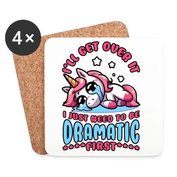 Licorne qui pleure paresseuse : J’ai juste besoin d’être dramatique - Dessous de verre (lot de 4) - blanc - Devant