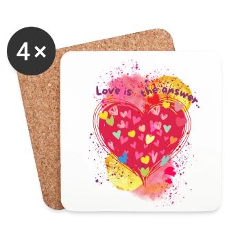 Love is the answer.. - Coasters (set of 4) - white - Front