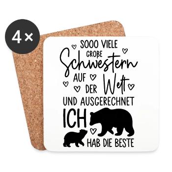 Mädchen Schwestern Bären Beste große Schwester - Untersetzer (4er-Set) - Weiß - Vorne