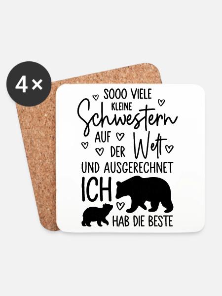 Mädchen Schwestern Bären Beste kleine Schwester - Untersetzer (4er-Set) - Weiß