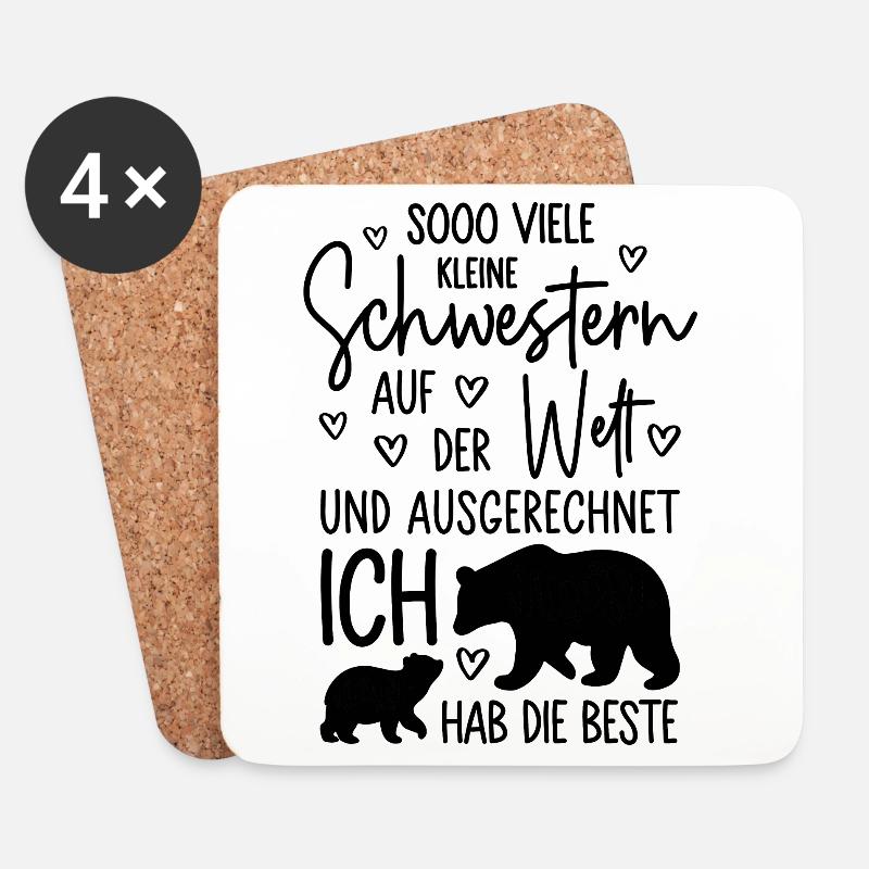 Mädchen Schwestern Bären Beste kleine Schwester - Untersetzer (4er-Set) - Weiß