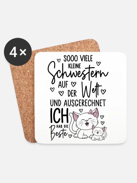 So viele Schwestern Katzen Beste Kleine Schwester - Untersetzer (4er-Set) - Weiß