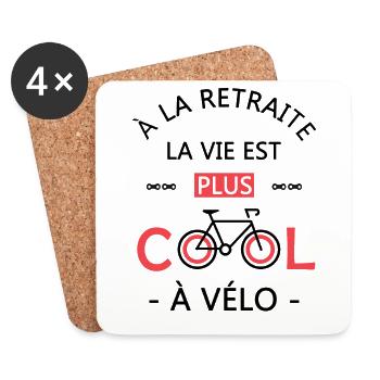 retraite la vie est plus cool à vélo cadeau Velo - Dessous de verre (lot de 4) - blanc - Devant