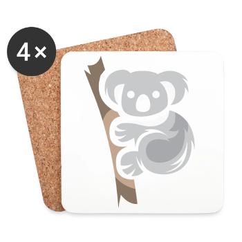 Koala Ours Bande Dessinée Animal Australie Nature Dessin Animé Logo - Dessous de verre (lot de 4) - blanc - Devant