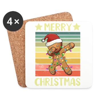 Joyeux Noël bonhomme en pain d’épices - Dessous de verre (lot de 4) - blanc - Devant