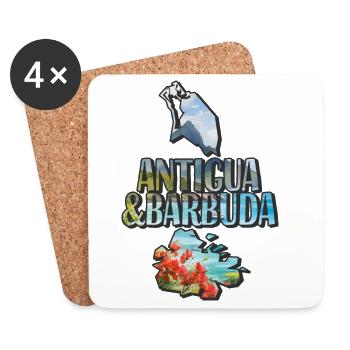 Carte à l’aquarelle Antigua-et-Barbuda - Dessous de verre (lot de 4) - blanc - Devant