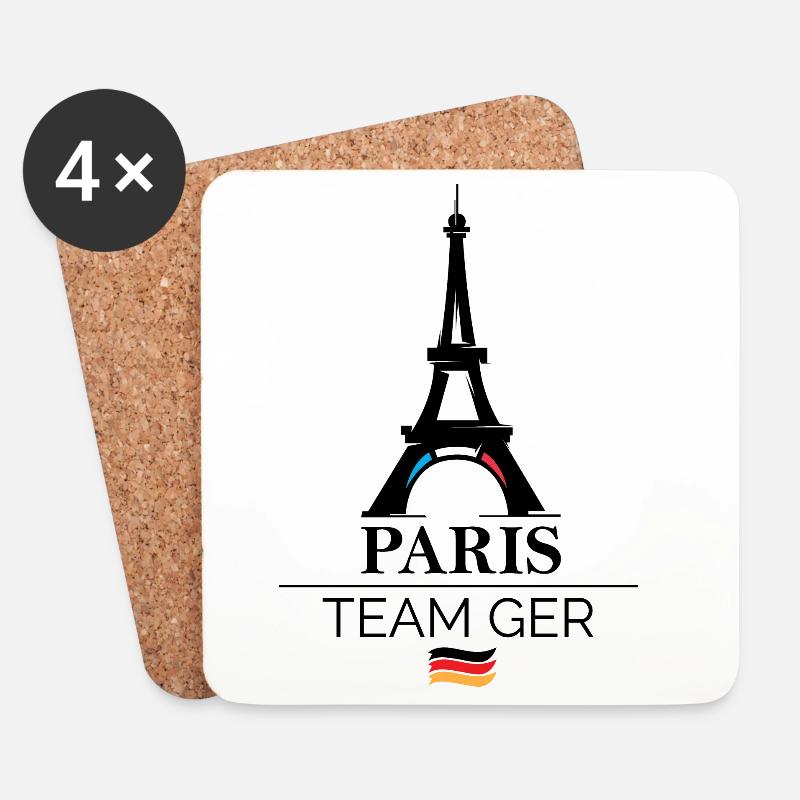 paris team germany Sport Athlet Spiele Eiffelturm - Untersetzer (4er-Set) - Weiß