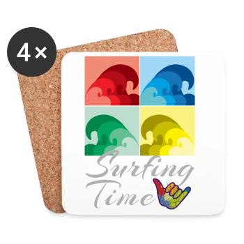 Surfing, Surfing, Surfing Time - Coasters (set of 4) - white - Front
