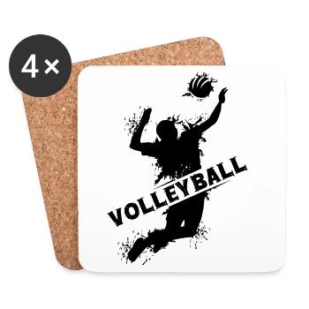 Volleyball explosion spieler beachvolleyball Logo - Untersetzer (4er-Set) - Weiß - Vorne