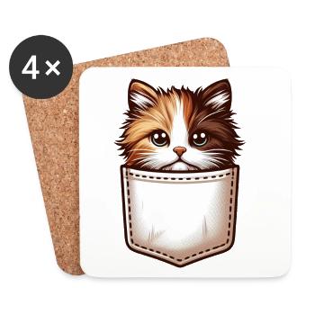 Pocket Whiskers : la gentillesse des chats partout ! - Dessous de verre (lot de 4) - blanc - Devant