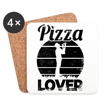 Amateurs de pizza - Dessous de verre (lot de 4) - blanc - Devant