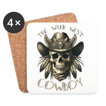 THE WILD WEST COWBOY SKULL - Coasters (set of 4) - white - Front