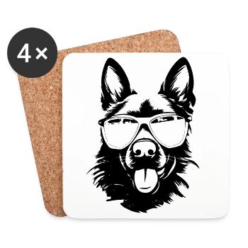 Cooler Schäferhund - Untersetzer (4er-Set) - Weiß - Vorne