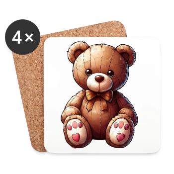 Orso Orsacchiotto Ours en peluche - Dessous de verre (lot de 4) - blanc - Devant