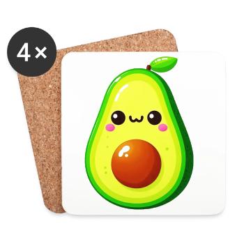 Avocat - Dessous de verre (lot de 4) - blanc - Devant