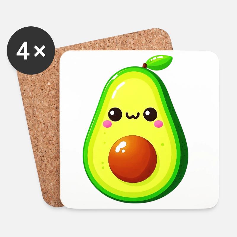 Avocado - Untersetzer (4er-Set) - Weiß