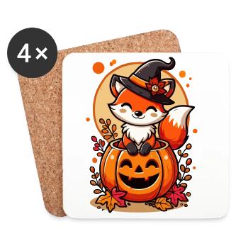 Halloween Fox in the Pumpkin: Sweet Scary Fun - Coasters (set of 4) - white - Front