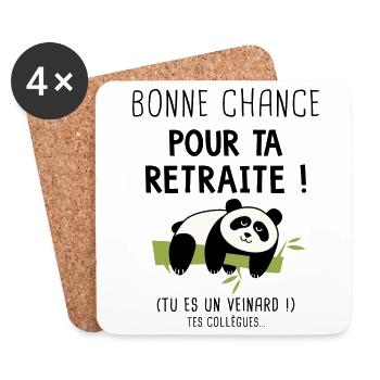 Retraite départ retraite cadeau retraité veinard - Dessous de verre (lot de 4) - blanc - Devant