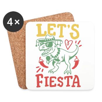 Mexikanisch Fest Dinosaurier Cinco de Mayo - Untersetzer (4er-Set) - Weiß - Vorne