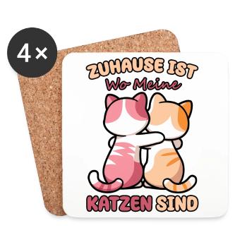Lustiger Spruch Zuhause ist, wo meine Katzen sind - Untersetzer (4er-Set) - Weiß - Vorne