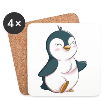 Süßer Pinguin - Untersetzer (4er-Set) - Weiß - Vorne