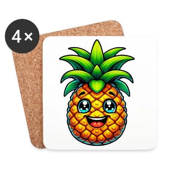 Ananas - Dessous de verre (lot de 4) - blanc - Devant