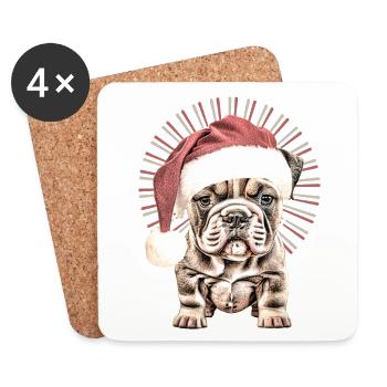Chemise pour chien drôle Père Noël bouledogue - Dessous de verre (lot de 4) - blanc - Devant