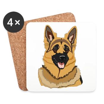 Dog German Shepherd - Coasters (set of 4) - white - Front