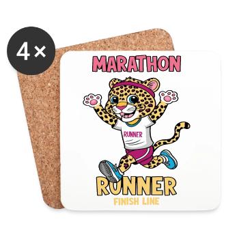 Marathonien léopard - Dessous de verre (lot de 4) - blanc - Devant