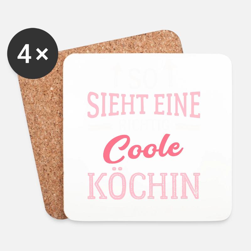 So sieht eine richtig coole Köchin aus Koch Kochen - Untersetzer (4er-Set) - Weiß