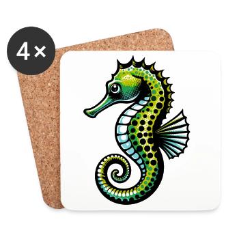 Hippocampe - Dessous de verre (lot de 4) - blanc - Devant