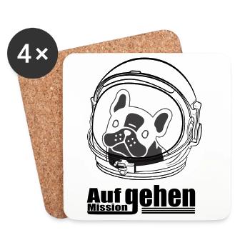 Weltraumhund Mission - Untersetzer (4er-Set) - Weiß - Vorne