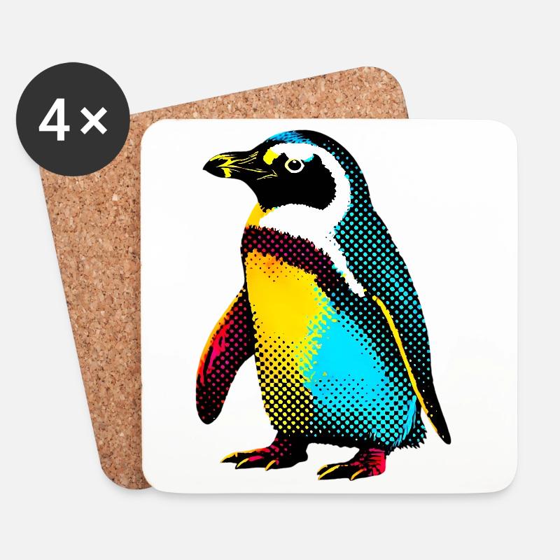 Pinguin - Untersetzer (4er-Set) - Weiß