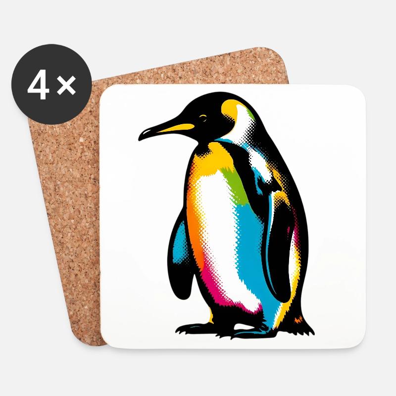 Pinguin - Untersetzer (4er-Set) - Weiß