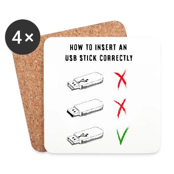 How to insert an usb stick correctly - Coasters (set of 4) - white - Front