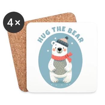 Hug the Teddy Bear - Coasters (set of 4) - white - Front