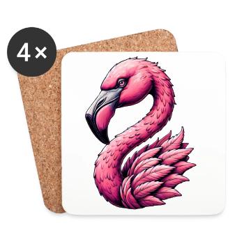 Flamant - Dessous de verre (lot de 4) - blanc - Devant