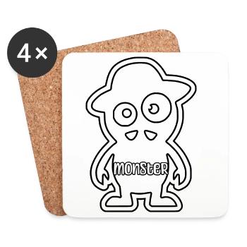 Ich hab ein Monster gemacht – Vater Sohn Monster-M - Untersetzer (4er-Set) - Weiß - Vorne