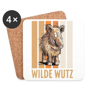 Wilde Wutz Wildschwein Vintage - Untersetzer (4er-Set) - Weiß - Vorne