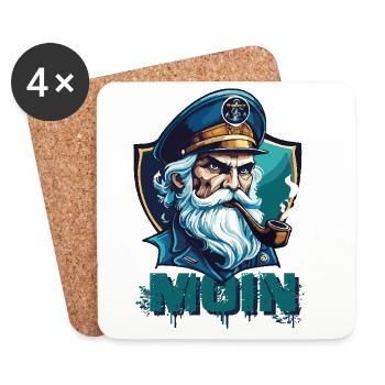MOIN - Capitaine sinistre avec sifflet - Dessous de verre (lot de 4) - blanc - Devant