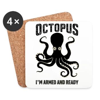 Octopus: I'm Armed and Ready - Coasters (set of 4) - white - Front