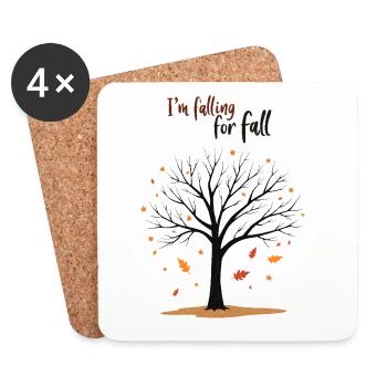Kahler Baum „Herbstverliebt“ Humor - Untersetzer (4er-Set) - Weiß - Vorne