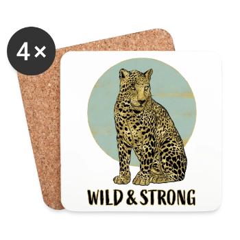 Leopard. Wild and Strong. - Untersetzer (4er-Set) - Weiß - Vorne