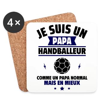Cadeau fête des pères, Papa handballeur au top - Dessous de verre (lot de 4) - blanc - Devant