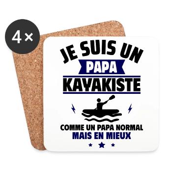 Papa kayakiste, cadeau fête des pères,Noël - Dessous de verre (lot de 4) - blanc - Devant