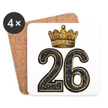 26 Nombre Couronne - Dessous de verre (lot de 4) - blanc - Devant
