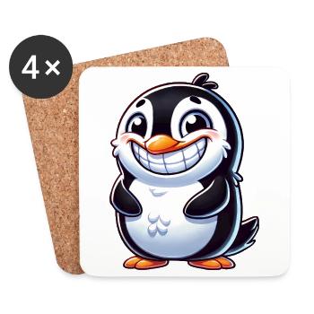mignon pingouin dessin animé sourire rire joie - Dessous de verre (lot de 4) - blanc - Devant