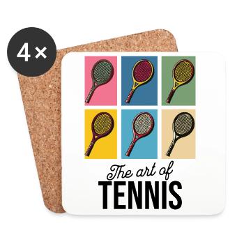 L’art du tennis Pop Art Raquette Chemise - Dessous de verre (lot de 4) - blanc - Devant