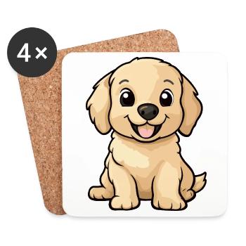Golden Retriever Hund Niedlich - Untersetzer (4er-Set) - Weiß - Vorne